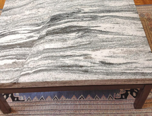 Silver Cloud Granite – Mitred Drop Edge “Cap” Coffee Tabletop