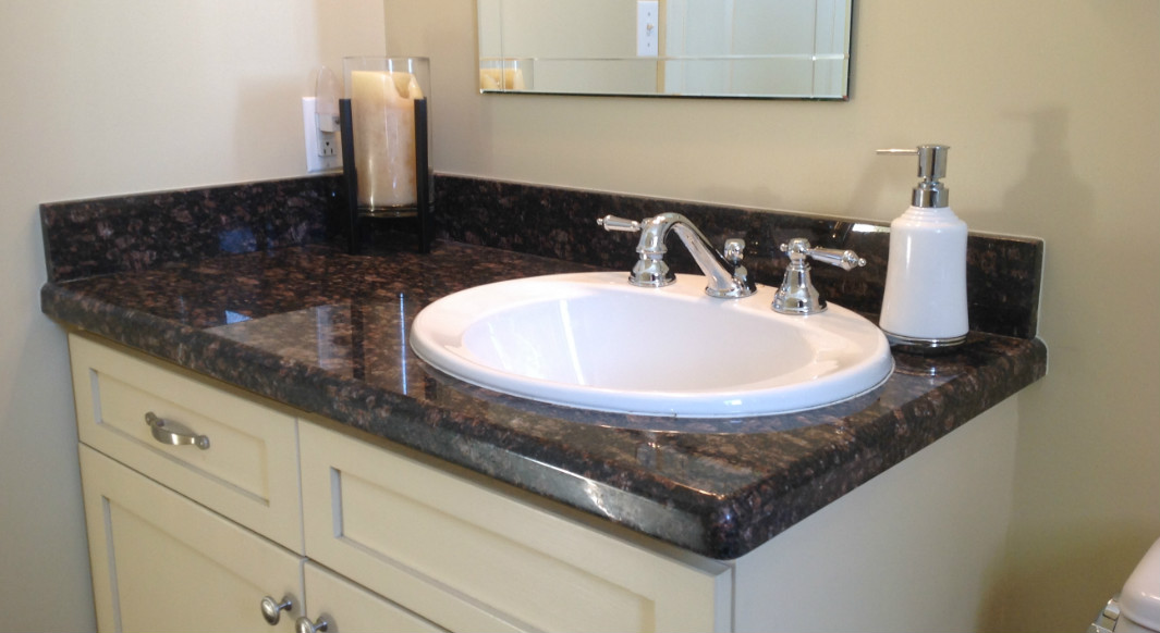 Tan Brown Vanity Top with Waterfall Edge Profile