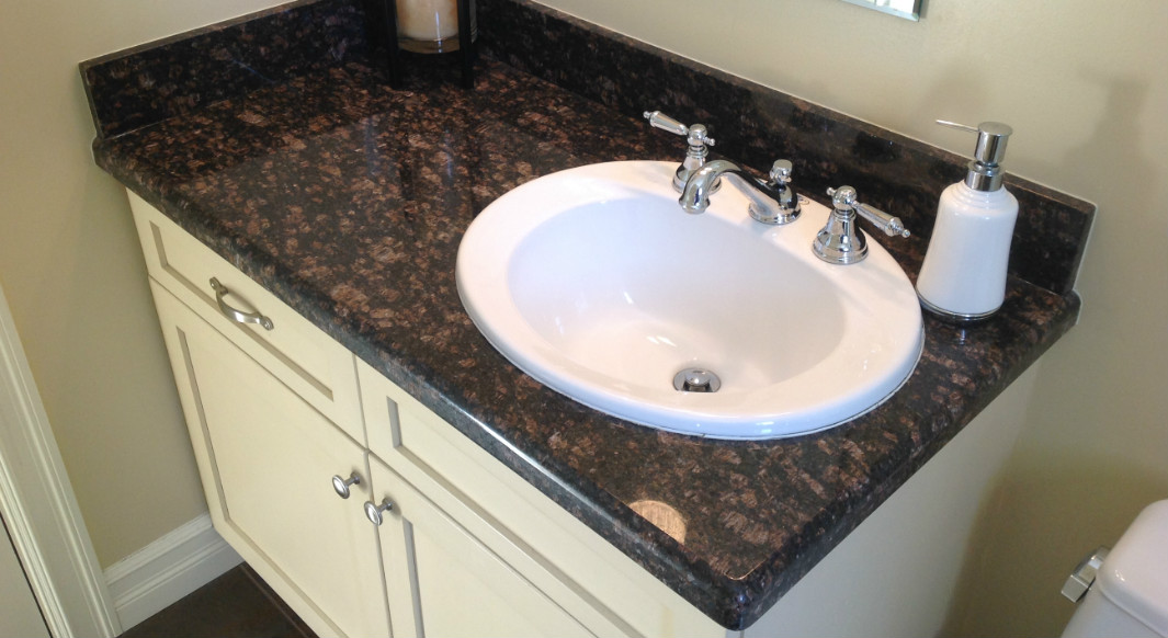 Tan Brown Vanity Top with Waterfall Edge Profile