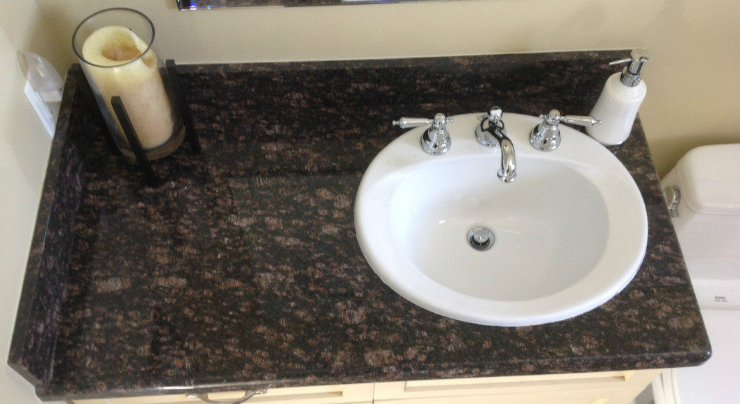 Tan Brown Vanity Top with Waterfall Edge Profile