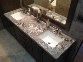 Bianco Antico Granite Double Vanity Top Undermount Square Sinks